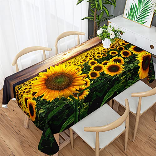 Morbuy Tischdecke Rechteckig Abwaschbar, Sonnenblume Drucken Wasserabweisende Wasserdicht Lotuseffekt Tischdecken Tischtuch für Party Dinner Garten Outdoor (140x140cm,Sonnenblume) von Morbuy