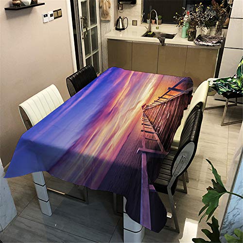 Morbuy Tischdecke Wasserdicht Abwaschbar, Wasserabweisend Abwischbare Eckig Küchen 3D Landschaft Tischabdeckung Tischdekoration für Speisetisch Garten Outdoor Camping (100x140cm,Elegant) von Morbuy