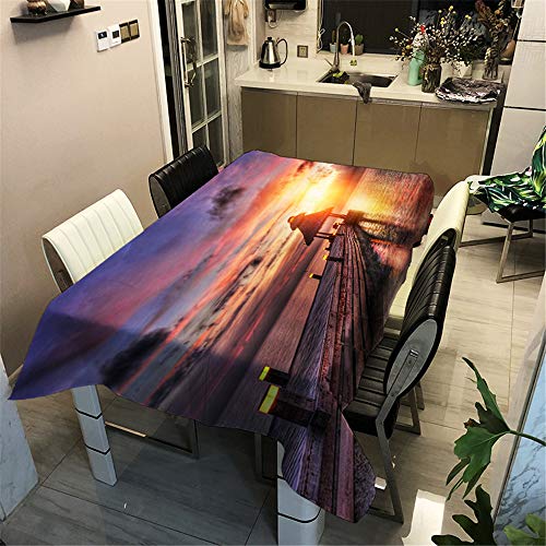 Morbuy Tischdecke Wasserdicht Abwaschbar, Wasserabweisend Abwischbare Eckig Küchen 3D Landschaft Tischabdeckung Tischdekoration für Speisetisch Garten Outdoor Camping (90x90cm,Landschaft) von Morbuy