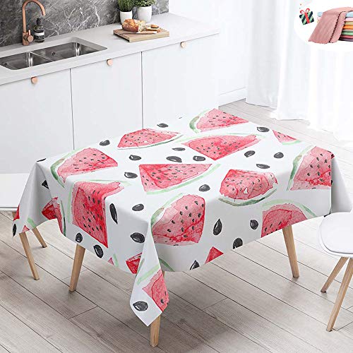 Morbuy Tischdecke Wasserdicht Abwaschbar, Wasserabweisend Abwischbare Eckig Küchen 3D Wassermelone Tischabdeckung Tischdekoration für Speisetisch Garten Outdoor Camping (140x240cm,Rote Wassermelone) von Morbuy