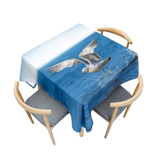 Morbuy Tischdecken Quadratisch, 3D Möwe Muster Küchentischdecke Abwischbar Lotuseffekt Tischdecke Schmutzabweisend Abwaschbar Gartentischdecke Spritzfest Tischtuch (40x40cm,Blau Ozean) von Morbuy