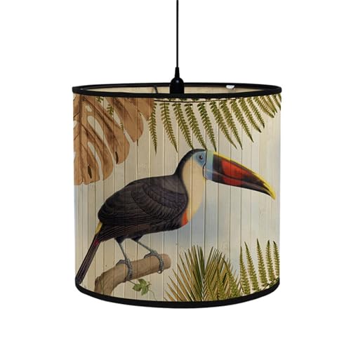 Morbuy Vintage Stil Tropisch Vogel Papagei Muster Bambus Lampenschirm für Tischlampe, Tischlampenschirm Holz Durchmesser 30cm Stehlampenschirme für Deckenleuchte Stehlampe (Tropischer Stil) von Morbuy