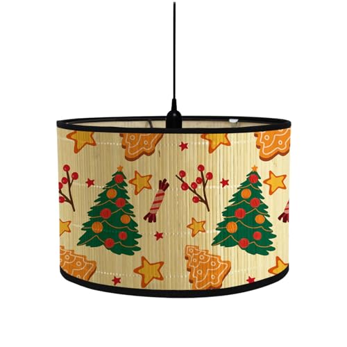 Morbuy Weihnachten Bambus Lampenschirm für Tischlampe, Festival Neujahr Party Tischlampenschirm Holz Durchmesser 30cm Stehlampenschirme für Dekoration Stehlampe Wandleuchte (Lebkuchen) von Morbuy