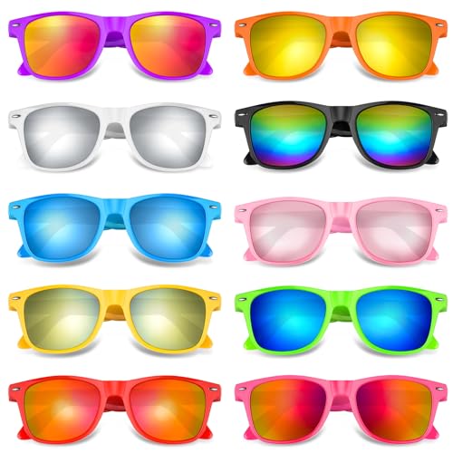 Morcheiong 10 Stück Neon-Party-Sonnenbrille, Unisex, Retro-Stil, Partyzubehör, Geburtstag, Strand, Pool, Partyzubehör, 10 Farben von Morcheiong