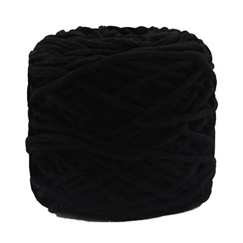 100m Chenille Wolle zum Häkeln Strickwolle, MoreChioce Mehrfarbiges DIY Handstricken Weiche Garn Grobe Packung Acrylwolle Acrylgarn zum Häkeln und Stricken Handstrickgarn,Schwarz von MoreChioce