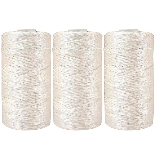 3 Stücke 1.5mm Polyester Garn,MoreChioce Polypropylen-Kordel Makramee-Kordel Makramee Seil Häkelgarn Makramee Garn Polyester Macrame Cord Häkeltasche Kordel für Strickwaren,Beige von MoreChioce