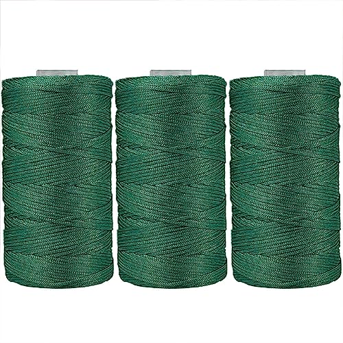 3 Stücke 1.5mm Polyester Garn,MoreChioce Polypropylen-Kordel Makramee-Kordel Makramee Seil Häkelgarn Makramee Garn Polyester Macrame Cord Häkeltasche Kordel für Strickwaren,Dunkel Grün von MoreChioce