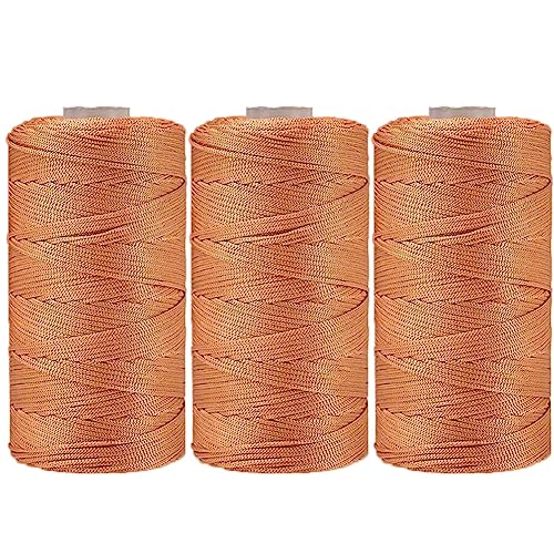 3 Stücke 1.5mm Polyester Garn,MoreChioce Polypropylen-Kordel Makramee-Kordel Makramee Seil Häkelgarn Makramee Garn Polyester Macrame Cord Häkeltasche Kordel für Strickwaren,Gold #A von MoreChioce