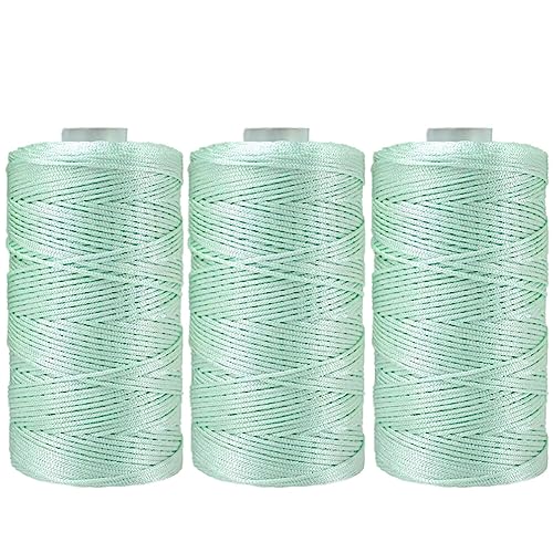 3 Stücke 1.5mm Polyester Garn,MoreChioce Polypropylen-Kordel Makramee-Kordel Makramee Seil Häkelgarn Makramee Garn Polyester Macrame Cord Häkeltasche Kordel für Strickwaren,Grün #A von MoreChioce