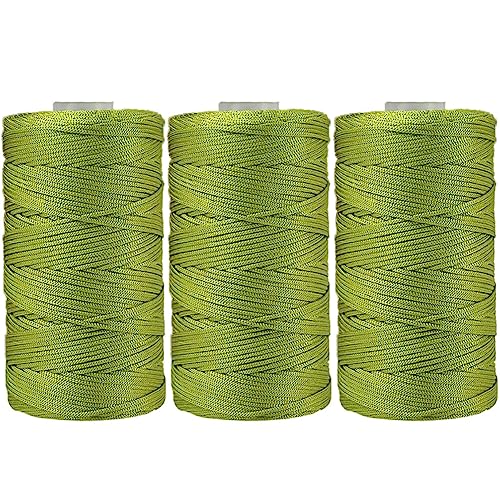 3 Stücke 1.5mm Polyester Garn,MoreChioce Polypropylen-Kordel Makramee-Kordel Makramee Seil Häkelgarn Makramee Garn Polyester Macrame Cord Häkeltasche Kordel für Strickwaren,Grün #B von MoreChioce