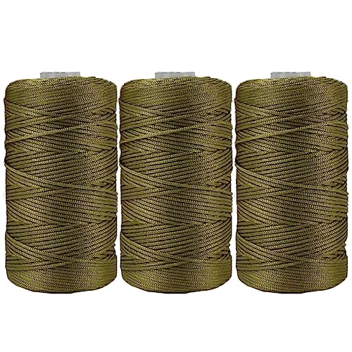 3 Stücke 1.5mm Polyester Garn,MoreChioce Polypropylen-Kordel Makramee-Kordel Makramee Seil Häkelgarn Makramee Garn Polyester Macrame Cord Häkeltasche Kordel für Strickwaren,Grün #C von MoreChioce