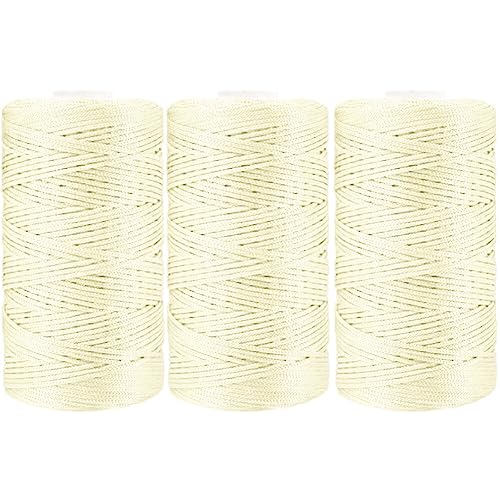 3 Stücke 1.5mm Polyester Garn,MoreChioce Polypropylen-Kordel Makramee-Kordel Makramee Seil Häkelgarn Makramee Garn Polyester Macrame Cord Häkeltasche Kordel für Strickwaren,Hell Gelb von MoreChioce