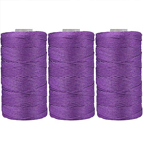 3 Stücke 1.5mm Polyester Garn,MoreChioce Polypropylen-Kordel Makramee-Kordel Makramee Seil Häkelgarn Makramee Garn Polyester Macrame Cord Häkeltasche Kordel für Strickwaren,Lila #A von MoreChioce