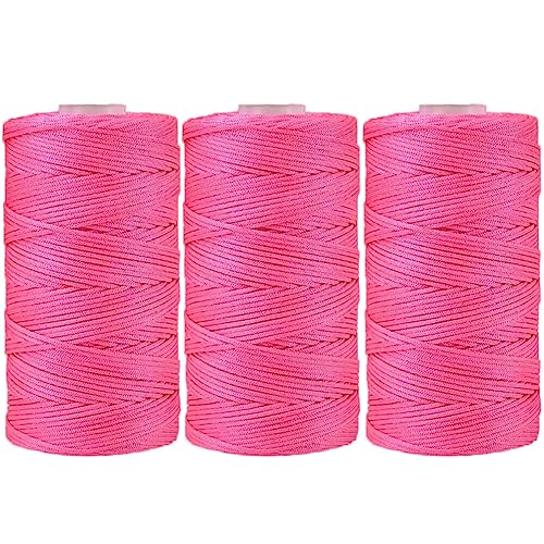 3 Stücke 1.5mm Polyester Garn,MoreChioce Polypropylen-Kordel Makramee-Kordel Makramee Seil Häkelgarn Makramee Garn Polyester Macrame Cord Häkeltasche Kordel für Strickwaren,Rosa Rot von MoreChioce