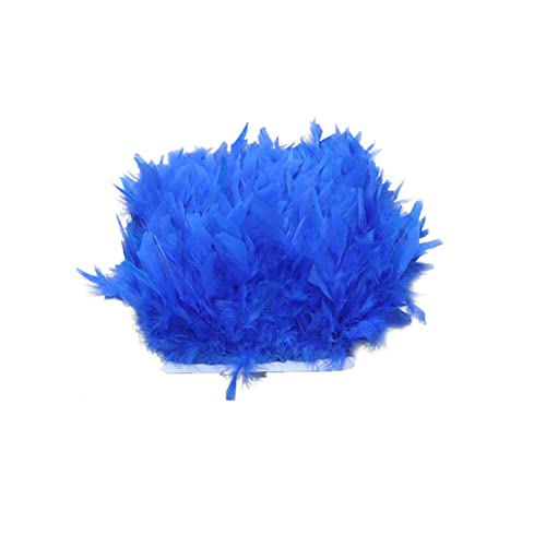 Flauschiges Fransen Borten mit Truthahnfedern,MoreChioce Natürliche Federborte mit Fransen Truthahnfedern Fransenbesatz Feder Fringe Trim für Party Kleid Nähen Basteln Hochzeit Dekoration,Blau von MoreChioce