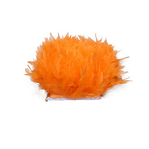 Flauschiges Fransen Borten mit Truthahnfedern,MoreChioce Natürliche Federborte mit Fransen Truthahnfedern Fransenbesatz Feder Fringe Trim für Party Kleid Nähen Basteln Hochzeit Dekoration,Orange von MoreChioce