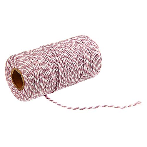 MoreChioce 100 Meter Bastelschnur 2 mm Drehkordel Baumwolle Bakers Twine Makramee Kordelschnur Garten Kordel Baumwollschnur DIY Bastelgarn Dekoration Handwerk Schnur,Hell Lila + Weiß von MoreChioce