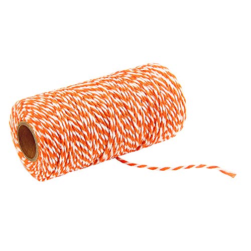 MoreChioce 100 Meter Bastelschnur 2 mm Drehkordel Baumwolle Bakers Twine Makramee Kordelschnur Garten Kordel Baumwollschnur DIY Bastelgarn Dekoration Handwerk Schnur,Orange + Weiß von MoreChioce