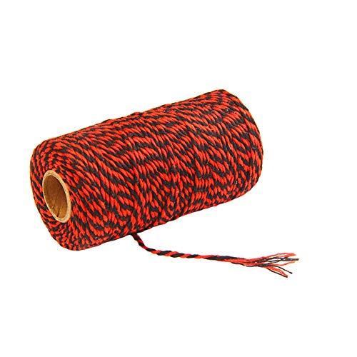 MoreChioce 100 Meter Bastelschnur 2 mm Drehkordel Baumwolle Bakers Twine Makramee Kordelschnur Garten Kordel Baumwollschnur DIY Bastelgarn Dekoration Handwerk Schnur,Rot + Schwarz von MoreChioce