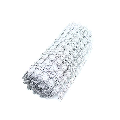 MoreChioce 16 Reihen Sonnenblume Strassband,1 Yard Diamant Band zum Aufnähen Glitzerband Acryl Funkeln Rhinestone Band mit Strasssteinen für Tischdeko,Hochzeit Party Dekoration,Silber von MoreChioce