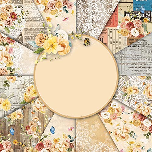 MoreChioce 24 Stück Scrapbooking Papier,Scrapbook Zubehör Scrapbooking Sticker Dekopapier Sammelalbum Papier Zubehör für Fotoalbum Kalender Notizbuch Tagebuch DIY Dekoration Scrapbook,Blume#2 von MoreChioce