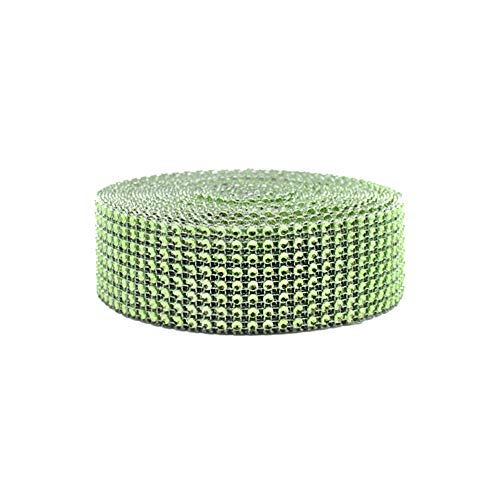 MoreChioce 8 Reihen 10 Yard Strassband,Fashion Acryl Kristall Diamond Strass Band Diamant Band Rhinestone Mesh Wrap Roll zum aufnähen Glitzer Dekoband für Party Dekoration,DIY Handwerk,Grün von MoreChioce