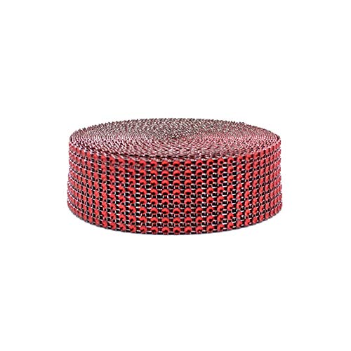 MoreChioce 8 Reihen 10 Yard Strassband,Fashion Acryl Kristall Diamond Strass Band Diamant Band Rhinestone Mesh Wrap Roll zum aufnähen Glitzer Dekoband für Party Dekoration,DIY Handwerk,Rot von MoreChioce