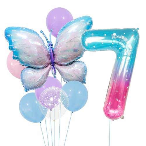 MoreChioce Auffälliger aufblasbarer Verlaufsschmetterlingsballon, Aluminiumfolie, perfekt für Kindergeburtstage von MoreChioce
