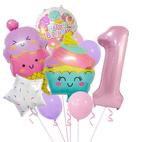 MoreChioce Eiscreme-Partyballons, langlebige Aluminiumfolie, Partytüten, gemischte Farben, Donut-Formen für Kinderpartys von MoreChioce