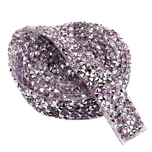 MoreChioce Strass Band,1 Yard Diamant Bandrolle 1.5cm Strasssteine Mesh Wrap Roll DIY Hochzeit Deko Strassband Sparkle Kristall Dekoration für Kleidung Gürtel Handwerk Tasche Hut,Hell Lila von MoreChioce