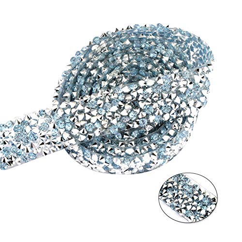 MoreChioce Strass Band,1 Yard Diamant Bandrolle 1.5cm Strasssteine Mesh Wrap Roll DIY Hochzeit Deko Strassband Sparkle Kristall Dekoration für Kleidung Gürtel Handwerk Tasche Hut,Himmelblau von MoreChioce