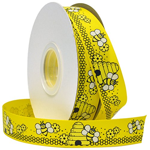 Morex Band Bienen Stoff Grosgrain mit 7/8 Zoll von 25-Yard Spule, gelb von Morex Ribbon