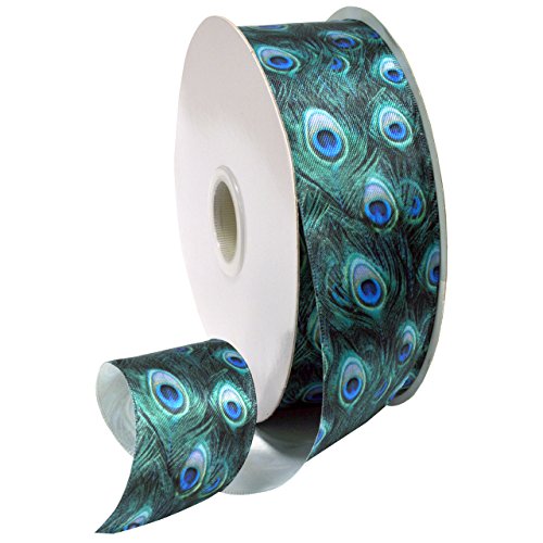 Morex Band Peacock Plumes Stoff Grosgrain mit 1–1/2 Zoll von 25-Yard Spule, Pfau blau von Morex Ribbon