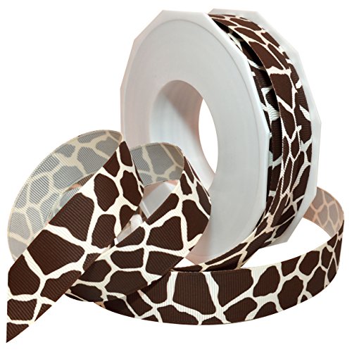 Morex Ribbon 05722/20-028 Ripsband, Giraffe, 2,2 cm x 20 m, Antikweiß und Espresso von Morex Ribbon