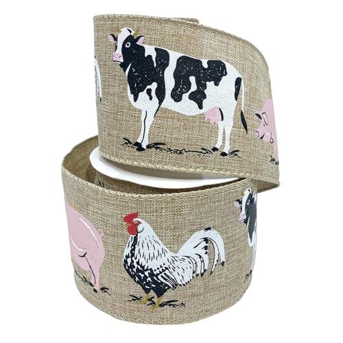 Morex Ribbon Barnyard Bliss Schleifenband aus Kunstleinen, 6,3 cm x 9,1 m, mehrfarbig von Morex Ribbon