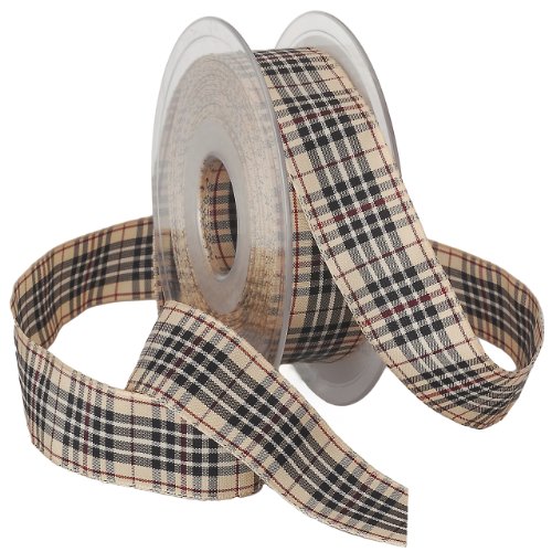 Morex Ribbon BlackBerry Kariertes Band, Polyester, Natürlich, 1 inch, 20 von Morex Ribbon