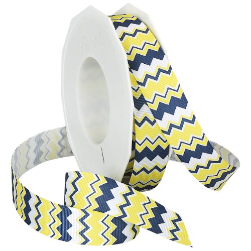 Morex Ribbon Chevron Band, Polyester, Marineblau/Zitronengelb, 7/8-Inch by 20-Yard, 18 von Morex Ribbon