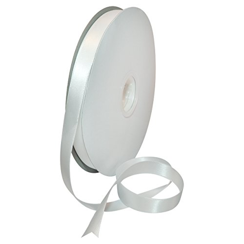 Morex Ribbon 08816/00-029 Doppelseitiges Satinband, 1,6 cm x 91,4 m, weißes Band für Geschenkverpackungen, Geschenkkarten, Satinkleid, Seidenbänder zum Basteln, Hochzeitsgeschenke von Morex Ribbon