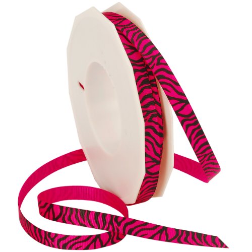 Morex Ribbon Neon-Zebra-Ripsband, 0,9 cm x 20 m, Hot Pink (33809/20-616) von Morex Ribbon