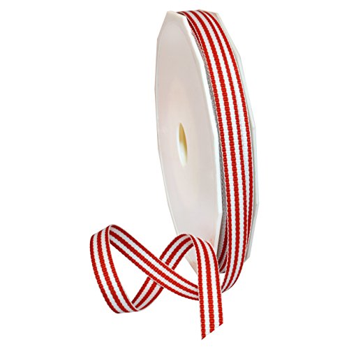 Morex Ribbon Polyester-Ripsband, gestreift, dekorativ, 20 m, Rot, 0,95 cm von Morex Ribbon