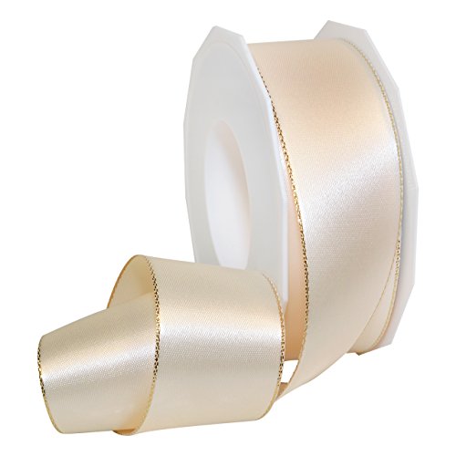 Präsent - BROADWAY Dekorationsband - crème/gold - 25-m-Rolle 40 mm von Morex Ribbon