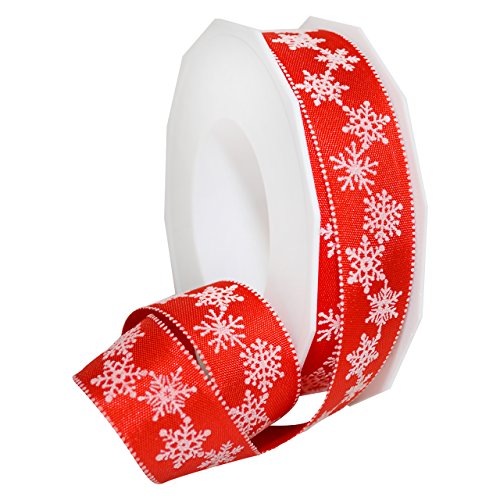 Präsent - SNOW Dekorationsband - rot - 20-m-Rolle 25 mm von Morex Ribbon