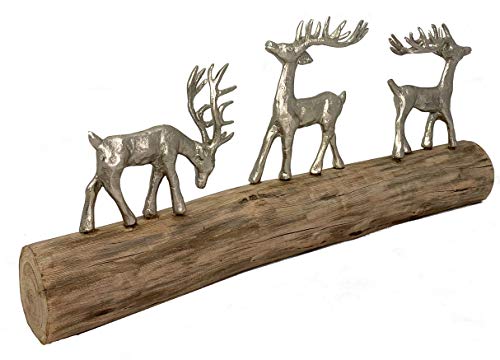 Moritz Rentiere Dekoration Holz einzigartig 57 x 9 x 26 cm Rentiere Holzfiguren Weihnachten Deko Weihnachtsdeko braun von Moritz