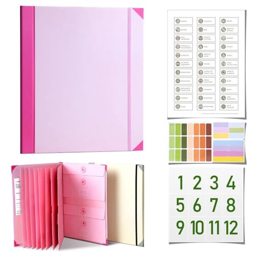 Mehrzweck-Folio-Dokumenten-Organizer mit 9 Seiten in Case Go Missing Binder Organizer für Wichtige mit Aufklebern und Stift, Tragbarer Aktenordner für Haus, Schule und Arbeitsreise von Morkite