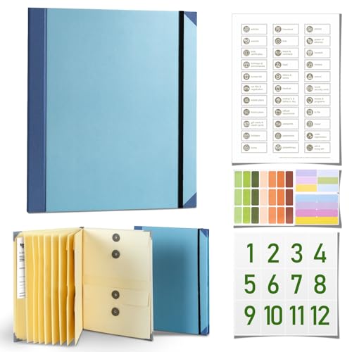 Mehrzweck-Folio-Dokumenten-Organizer mit 9 Seiten in Case Go Missing Binder Organizer für Wichtige mit Aufklebern und Stift, Tragbarer Aktenordner für Haus, Schule und Arbeitsreise von Morkite