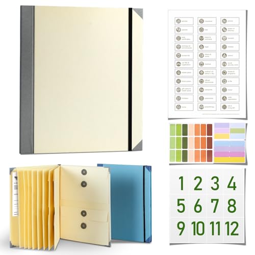 Mehrzweck-Folio-Dokumenten-Organizer mit 9 Seiten in Case Go Missing Binder Organizer für Wichtige mit Aufklebern und Stift, Tragbarer Aktenordner für Haus, Schule und Arbeitsreise von Morkite