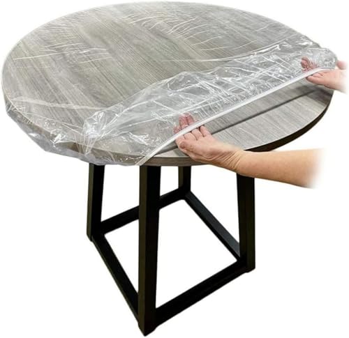 Morkite Transparent Tischdecke Rund, Outdoor Tischdecke Wetterfest Gartentischdecke Rund mit Gummizug, rutschfeste Abwischbar Plastiktischdecke von Morkite