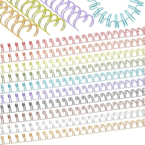 MorningRo 100 Stück Metall-Bindungsdrähte, Doppelschlaufen-Bindungsdrähte, Doppelspiral-Binderingspule, 10 Farben, Doppelbinderücken Kämme, 23 Löcher, 2: 1 Teilung, Bindemaschinendraht von MorningRo