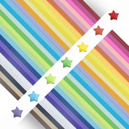 1350 Stück Origami Sterne Papier, Papierstreifen zum Basteln, 27 Farben Doppelseitige Origami-Sterne, Rainbow Colors Origami, Papier Sterne geeignet für Bastelarbeiten in der Schule von Morocket