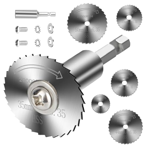 Kreissägeblätter, Tauchsägeblätter, 5 Sägeblätter mit 1 6,35 mm Sechskantschaft, 2 Schrauben für Bohrer, Drehwerkzeuge, Holz-, Kunststoff-, Metallschneideblätter, 8 Stück von Morocket